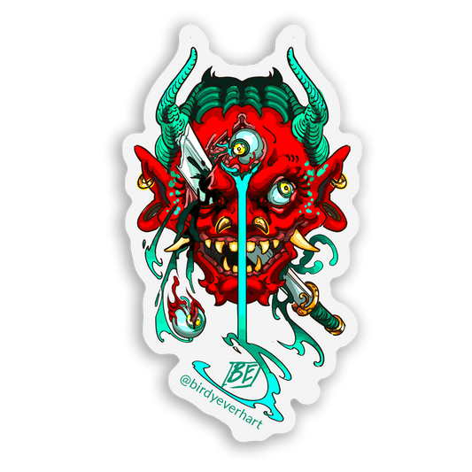 STICKER - Outwitted Oni on Transparent Vinyl